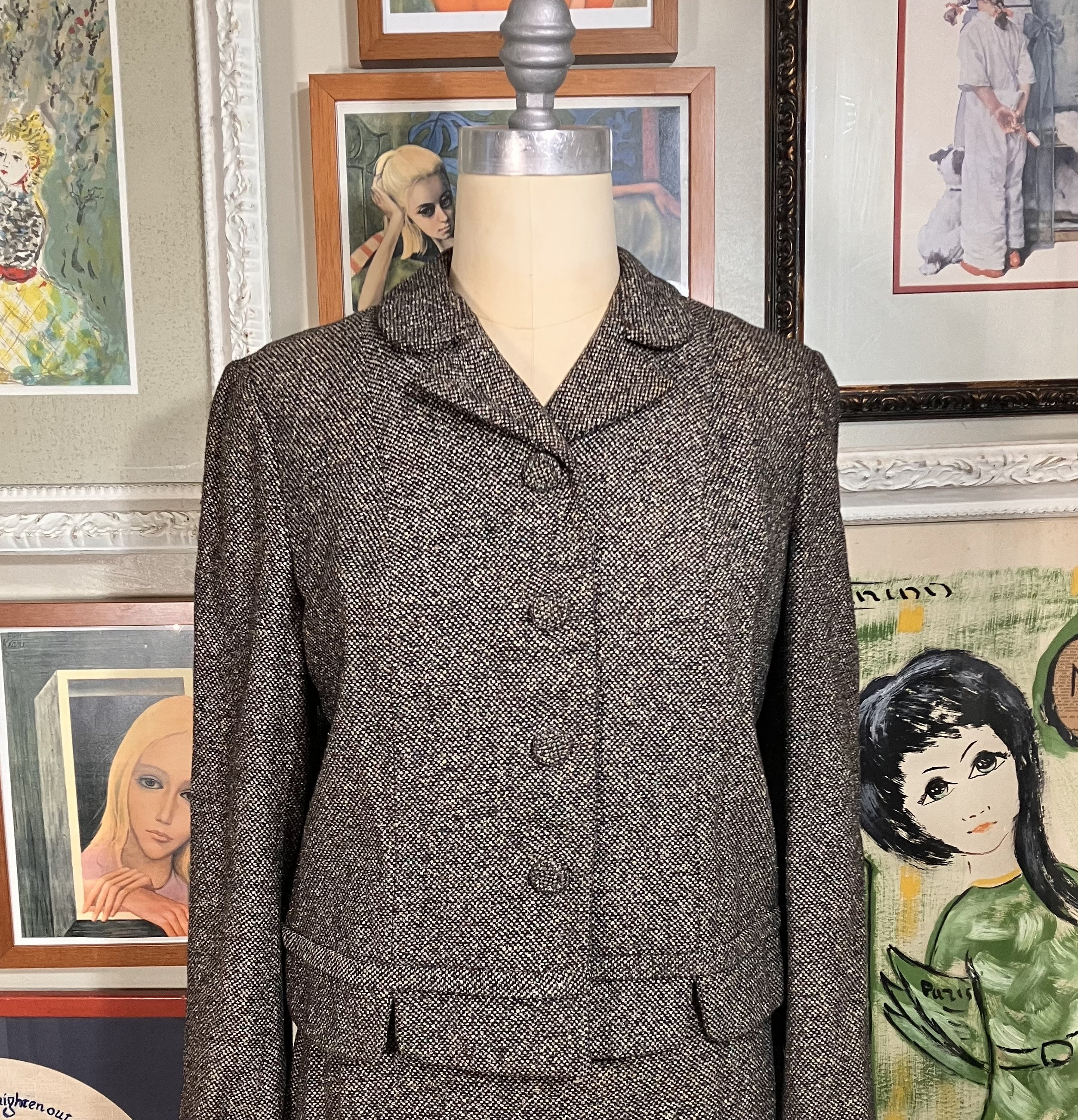 Real Vintage Search Engine 1940s Urban Suburban Ladies Classic Brown Tweed Suit With Pencil Skirt $85.00 AT vintagedancer.com