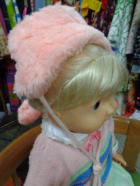 1960's Vintage Infant's Pink Faux Fur Winter Hat - image 5