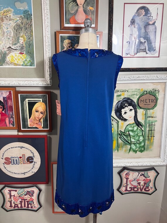 Palio 1960's 100% Virgin Wool Royal Blue Sleevele… - image 3