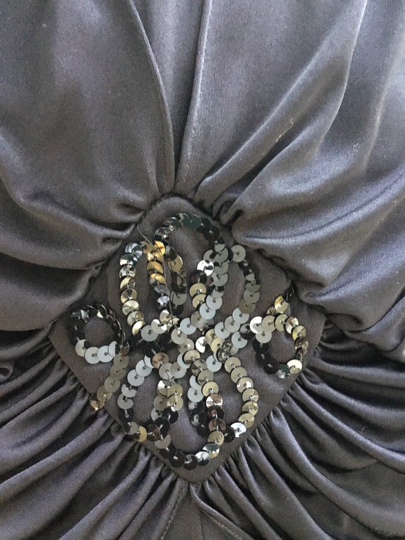 1980’s Black Sequined Formal Ruched Jumpsuit - image 3