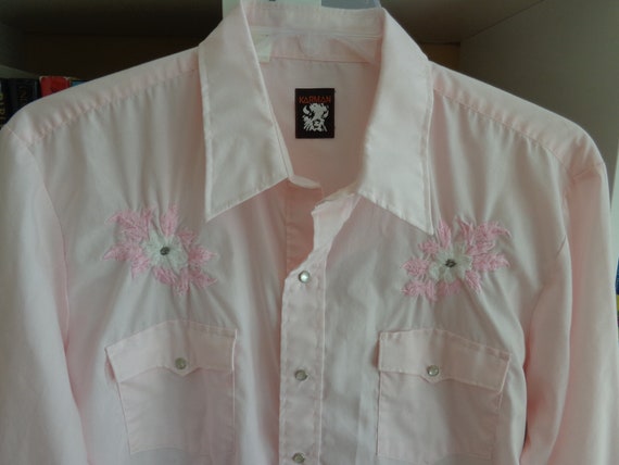 Karman 1980's Western Shirt Unisex Pink ( Men's X… - image 1