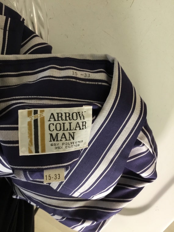 Arrow Collar Man 1970’s Navy Blue Bold Stripe Shi… - image 6