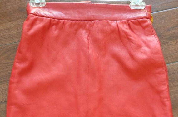 Augustina 1980’s Red Leather Skirt - image 6