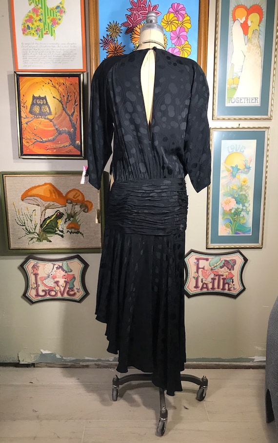 Royal Silk Studio 1980's Black on Black Long Pure… - image 4