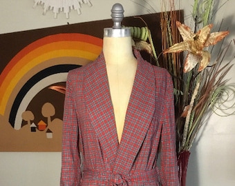 Roytex 1950's Unisex Light Weight Plaid Bath Robe