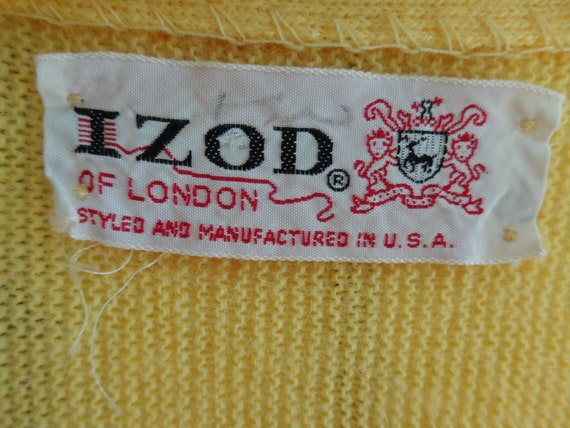 Izod 1960's Cardigan Sweater Unisex Bright Yellow… - image 7