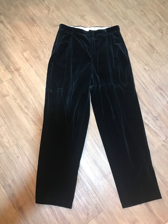 International Male 1980s Black Velvet Dress Slacks - image 4