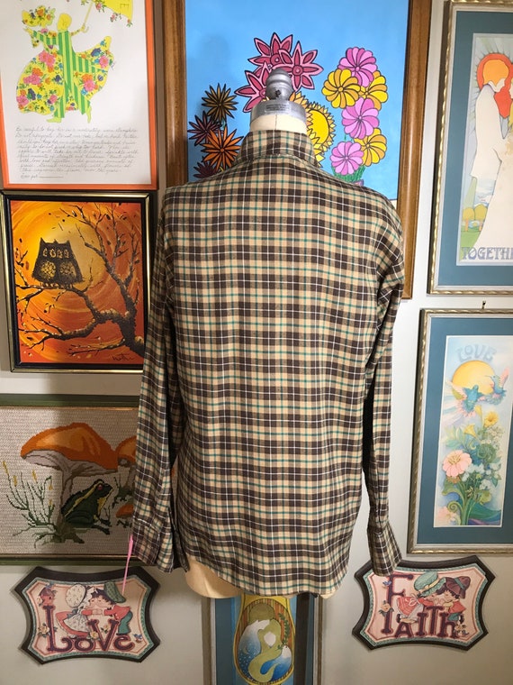 Huckapoo 1970's Men's Long Sleeve Plaid Shirt - image 4