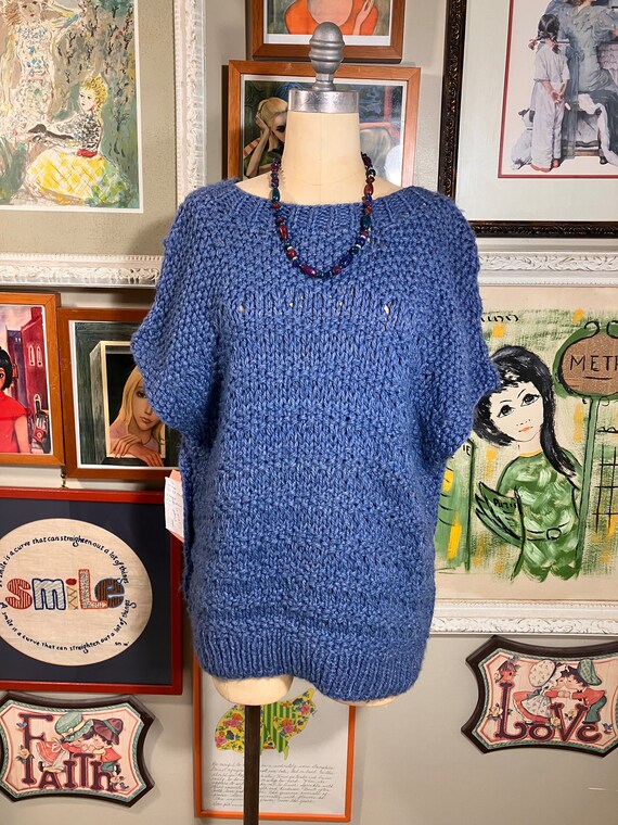 1980's Women's French Blue Hand Crocheted Chain L… - image 2