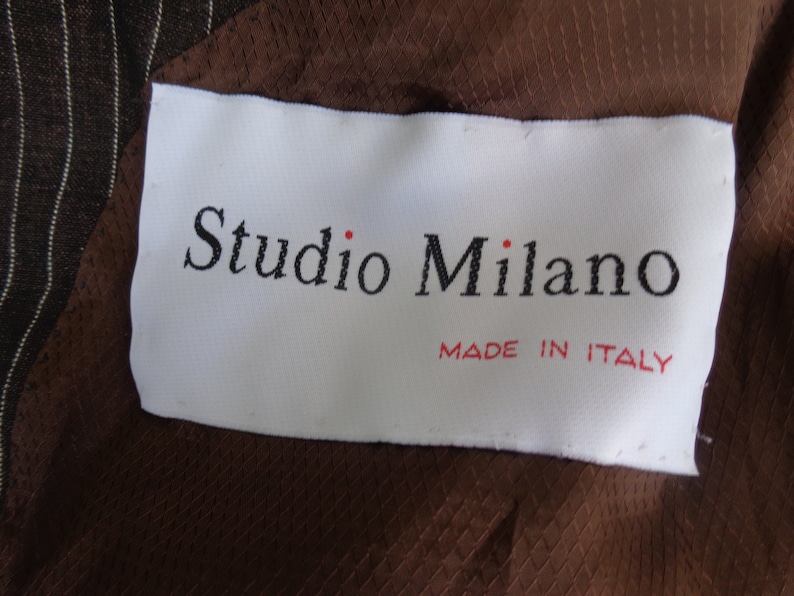 Studio Milano Italy Pure Linen Mens Brown White Pin Stripe Suit image 9