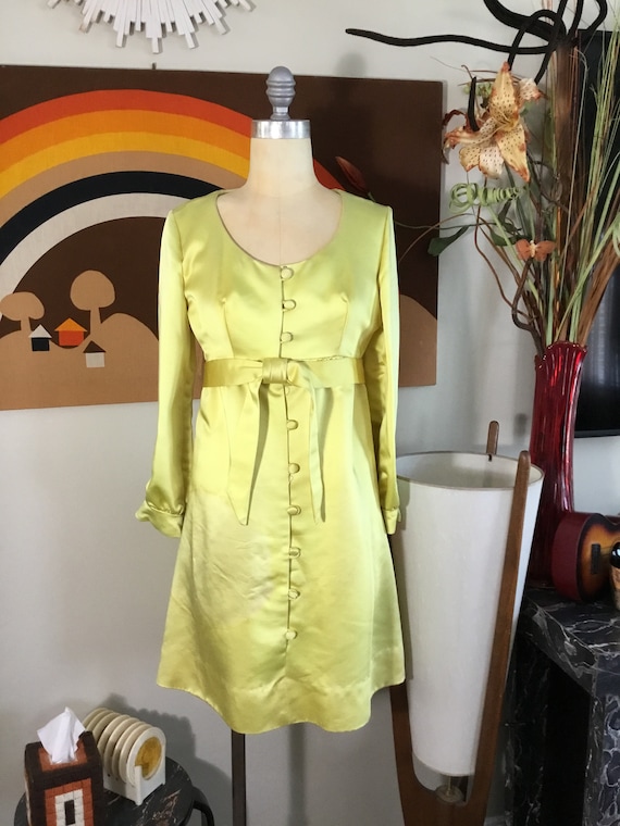 Jonathan Logan 1960's Empire Waist Satin Dress - image 2