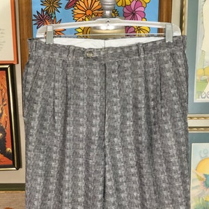 Euroslack 1980’s Men’s Pleated Black & Gray Print Trousers