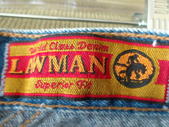 Lawman 1980's Blue Denim & Red Floral Fabric West… - image 7