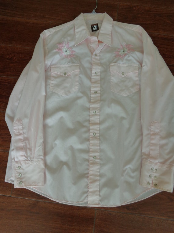Karman 1980's Western Shirt Unisex Pink ( Men's X… - image 3