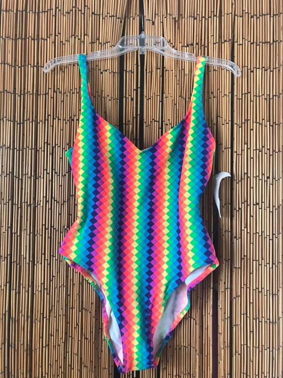 Catalina 1980s Neon Geometric One Piece Swimsuit - image 2