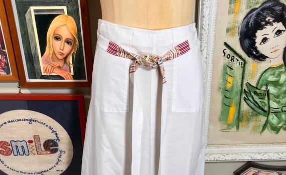 1970's White Wrap Around Cotton Skirt - image 2
