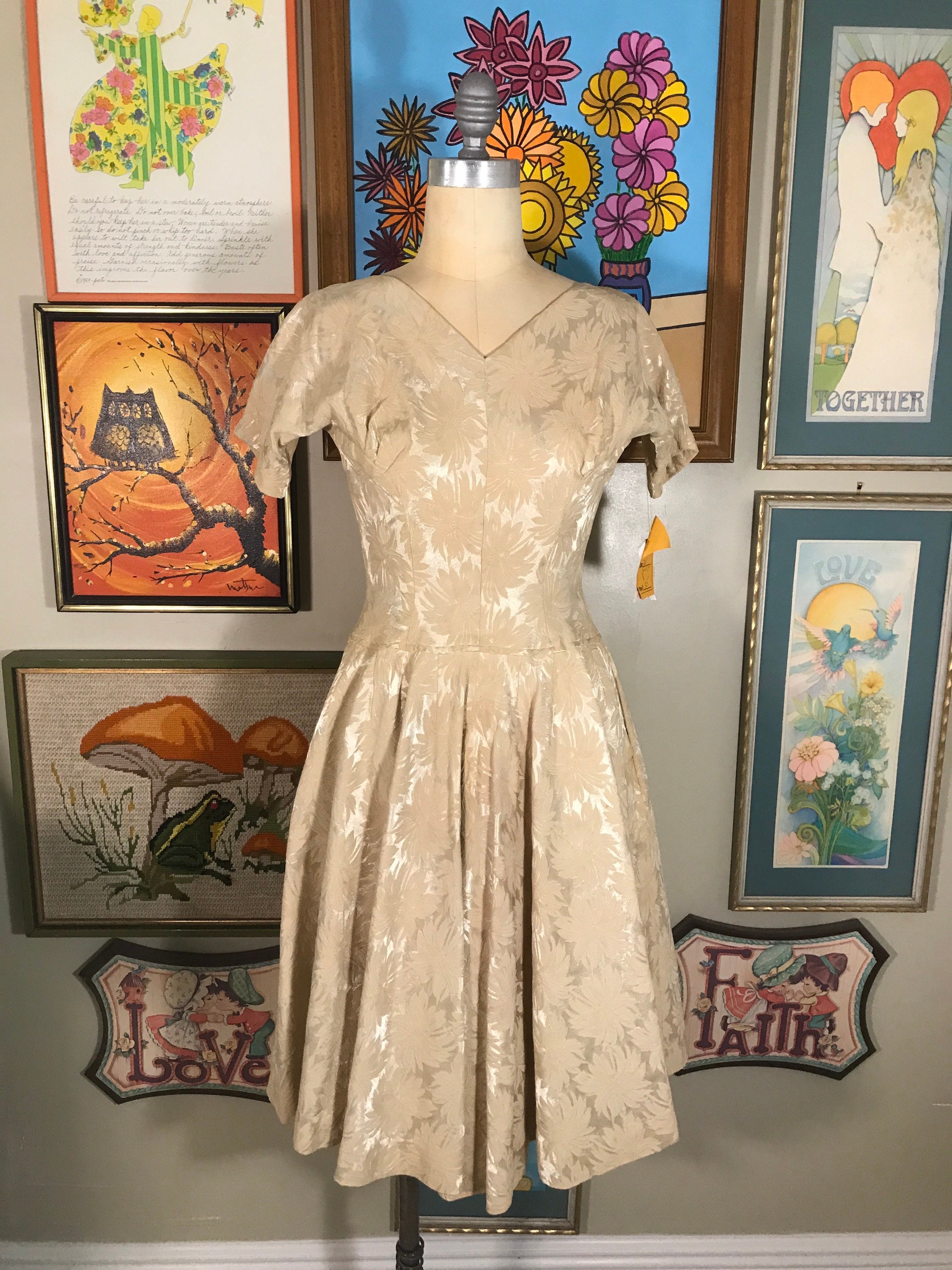 Drop Waist Champagne Dress - Etsy