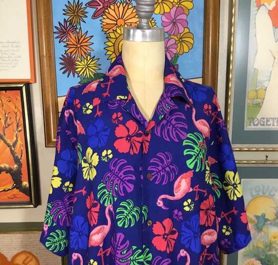 Alvish 1980s Hawaiian Print Shirt-Xlarge - image 1