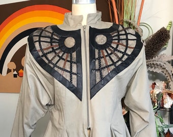 Domallo Art Fashion 1980’s Leather Embellished Jacket