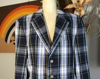 Tommy Hilfiger 1980's Men's Plaid Sports Coat (Large)