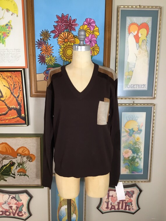 Two-Fifty-2 1960’s Men’s/Unisex Brown Knit & Leat… - image 2