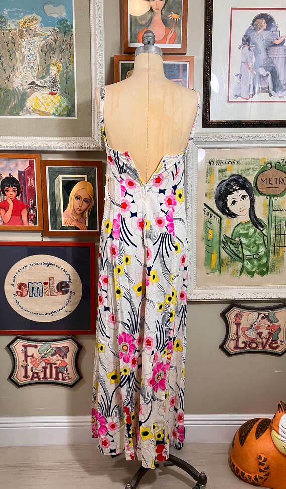 Mister Leonard 1970's Hawaiian Barkcloth Maxi Dre… - image 3