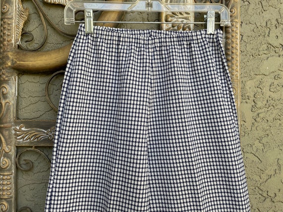 1970’s Women’s Navy Houndstooth Plaid Polyester P… - image 1