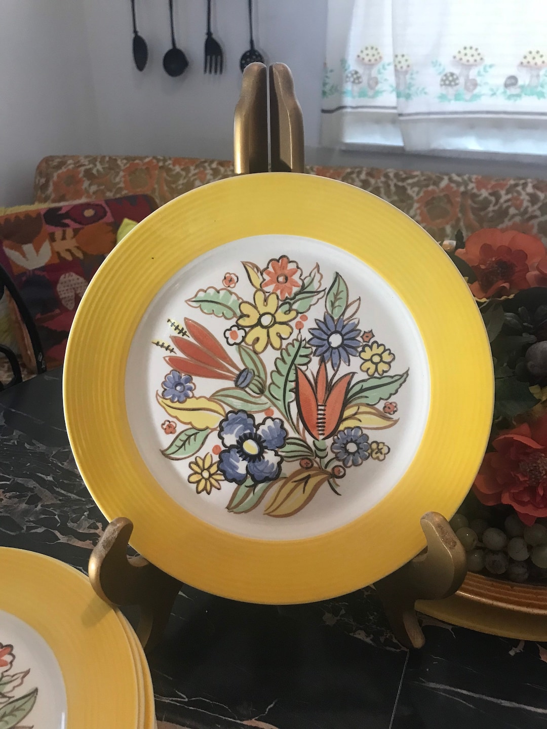 Triumph American Limoges Bermuda-t Dinner Plate Yellow Floral 9-1