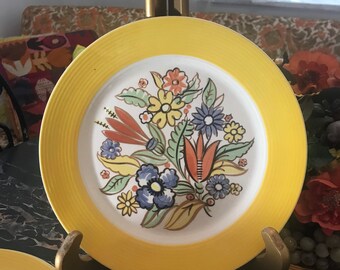 Triumph American Limoges Bermuda-T Dinner Plate  Yellow Floral 9-1/2”