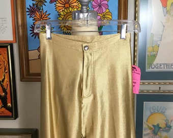 Bojeangles Skin-Ease 70’s-80’s Ladies Gold Spandex Pants - small