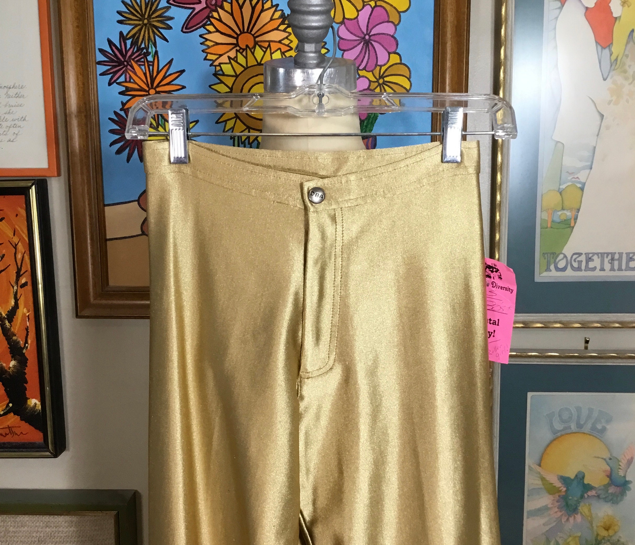 Bojeangles Skin-ease 70s-80s Ladies Gold Spandex Pants Small -   Australia