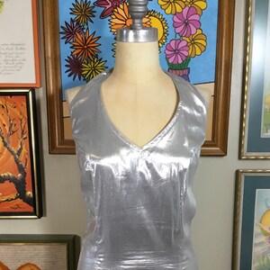 Criscione 1980’s Silver Lam’e Halter Top Maxi Dress