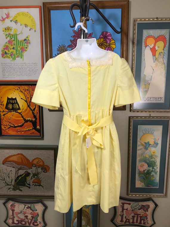 1970’s Children’s Handmade Yellow Dotted Swiss Be… - image 3