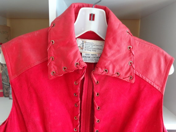 Penney's Intl 1960's Vest Tunic-Leather, Wool & S