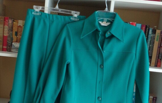 Koret of California 1970's Ladies Teal Green Polye