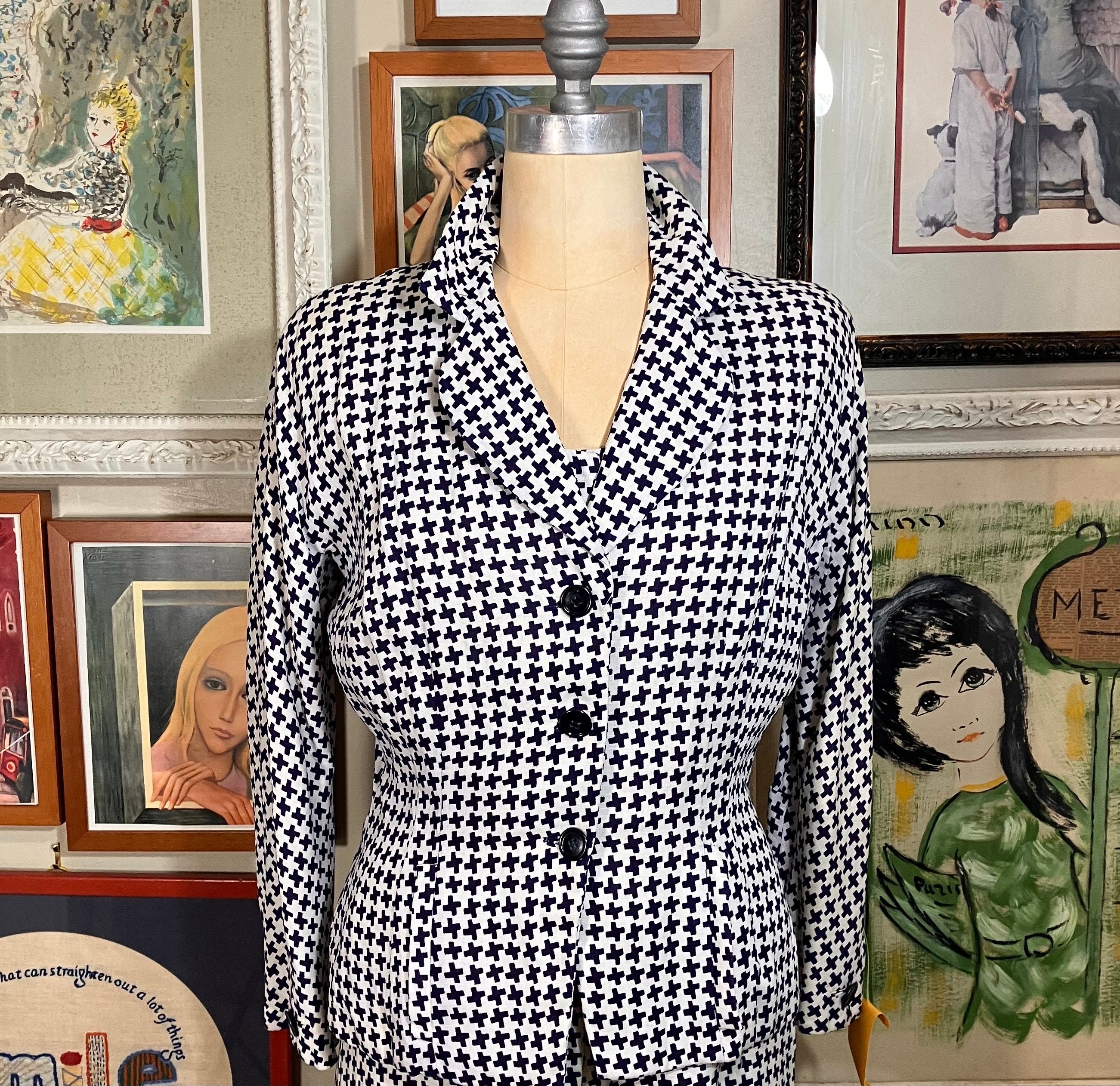 Real Vintage Search Engine 1940S Two Piece Houndstooth Dress $85.00 AT vintagedancer.com