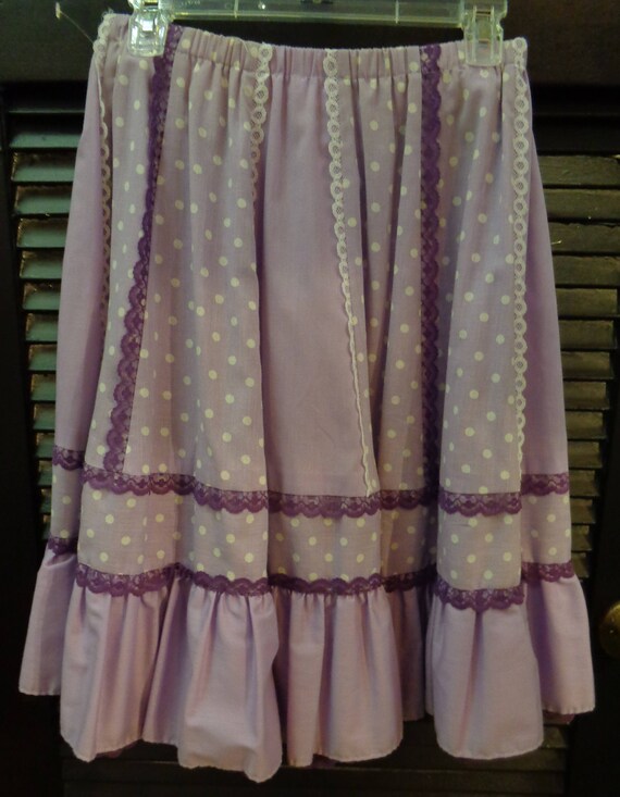 1980s Square Dance Skirt 50 Inch Flared Lilac Cot… - image 2