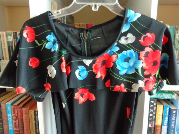 1970's Floral Print Dress Polyester