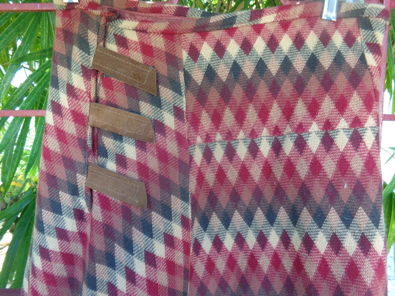 Cashmere 1970/'s Vintage Earth Tone A Line Skirt Zigzag Print