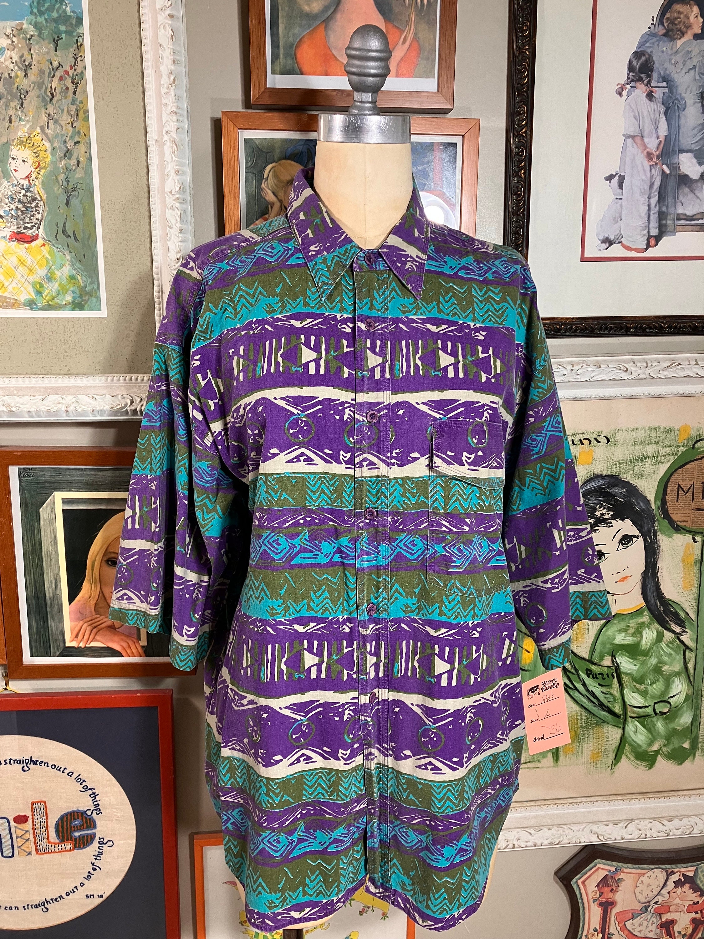 Introspect 1980's Short Sleeve Cotton Beach Shirt Men's