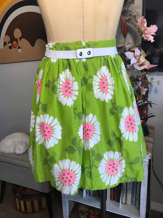 1960s Floral Cotton Skirt - image 3