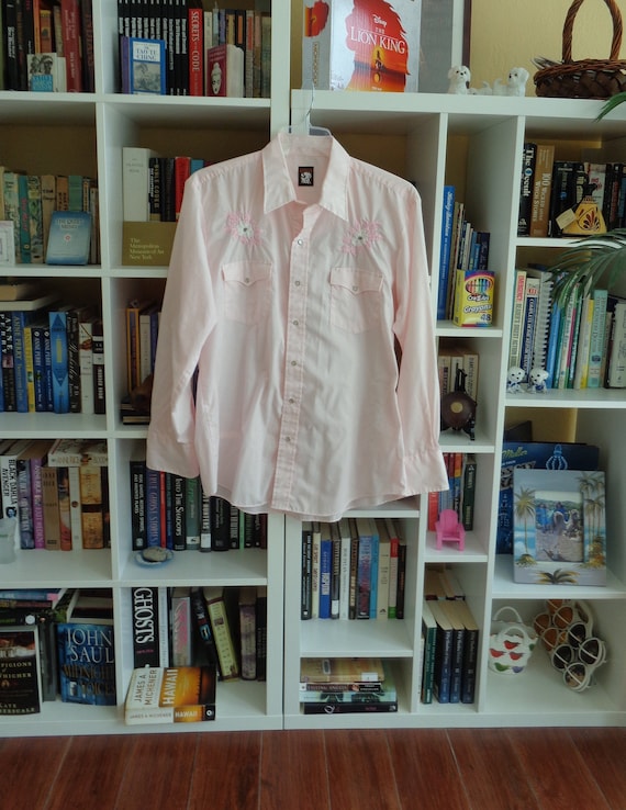 Karman 1980's Western Shirt Unisex Pink ( Men's X… - image 2
