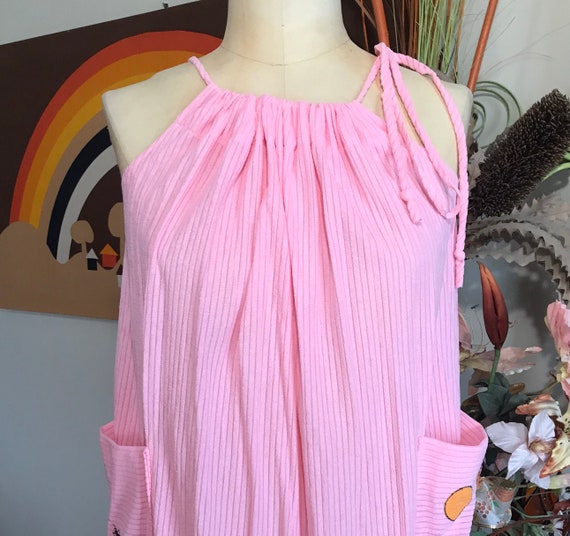 70s Pink Terrycloth Dress Medium 1970s Tank Sleeveless