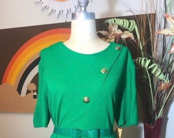 Mary Robert's NY 1960's Kelly Green Dress