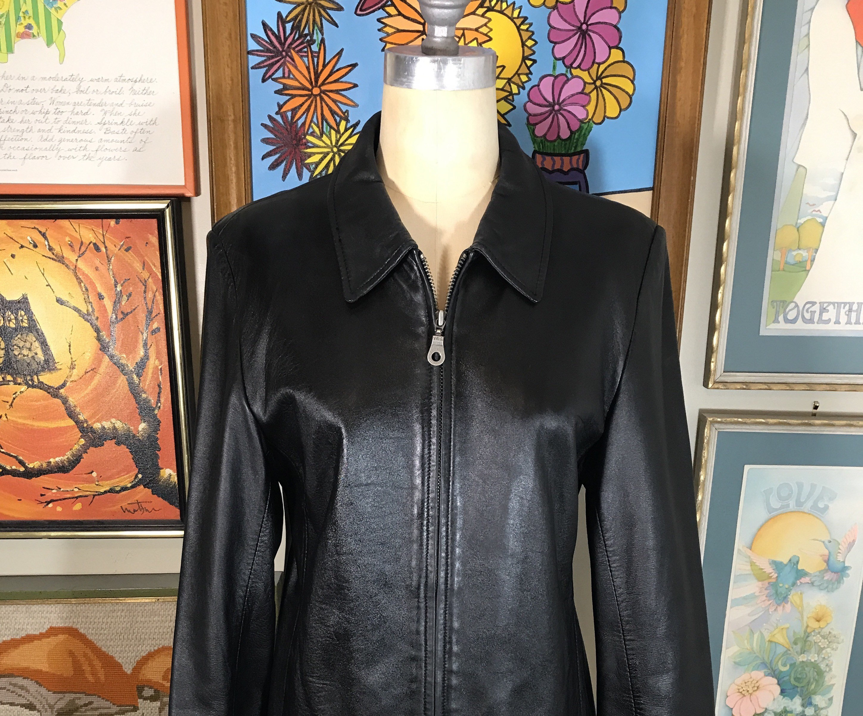 YBS 1990's Black Leather Jacket - Handpicked by YBS 1990's Black Leather Jacket - Handpicked by