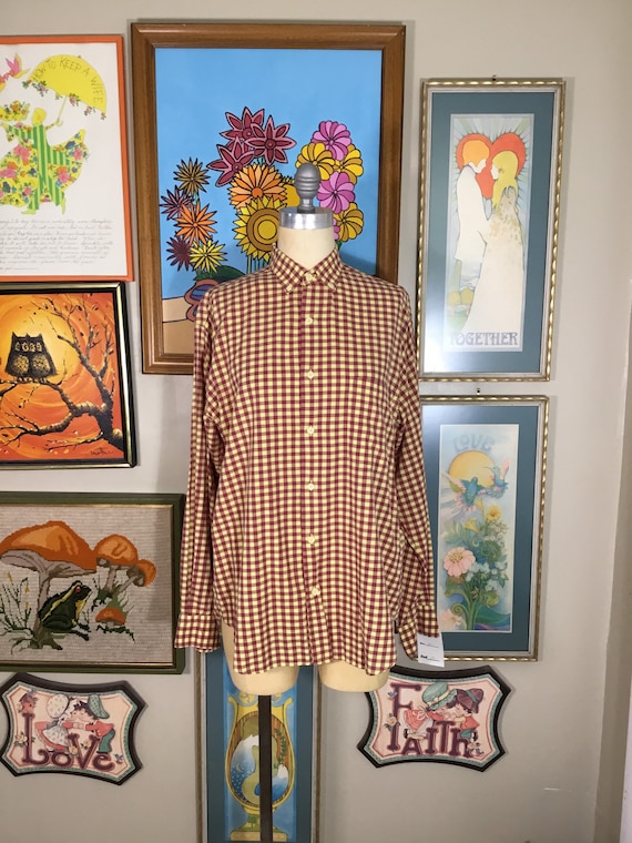 Richards 1980’s Men’s Gingham Check long Sleeve S… - image 2