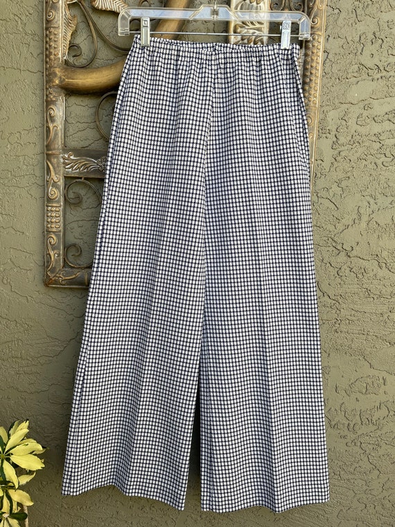 1970’s Women’s Navy Houndstooth Plaid Polyester P… - image 2