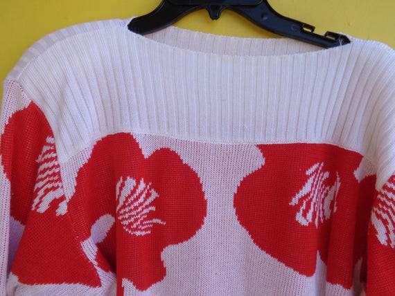 Courreges of Paris 1980's Ladies White and Red Swe