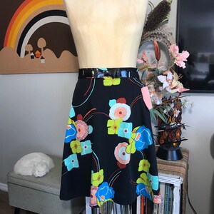 1970s Polyester Floral A line Skirt image 2