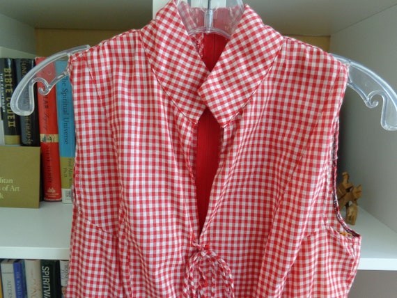 Popi 1980's Dress Red Gingham Check Flared (Small